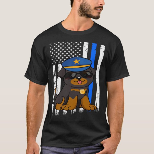 T-shirt Police Rottweiler Dog Back the Blue Law Enforcemen (Devant)