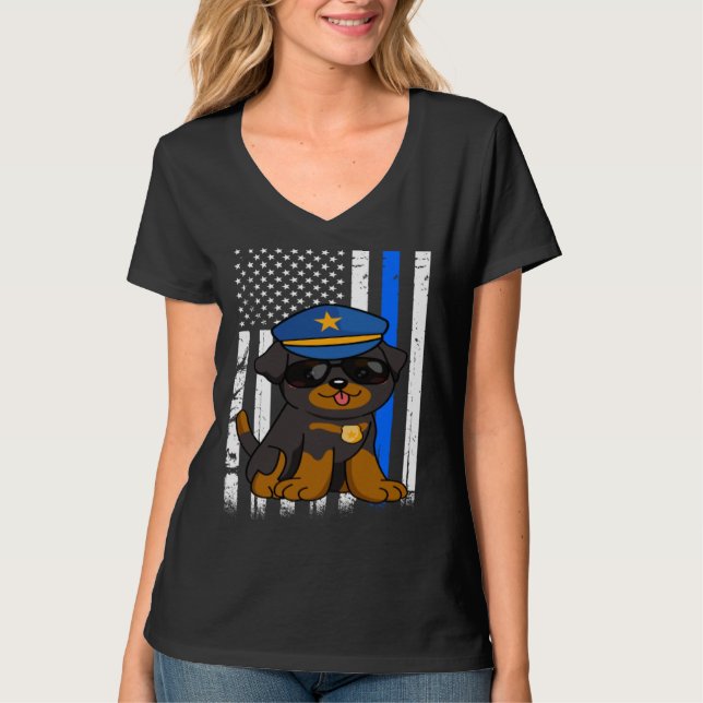 T-shirt Police Rottweiler Dog Back the Blue Law Enforcemen (Devant)