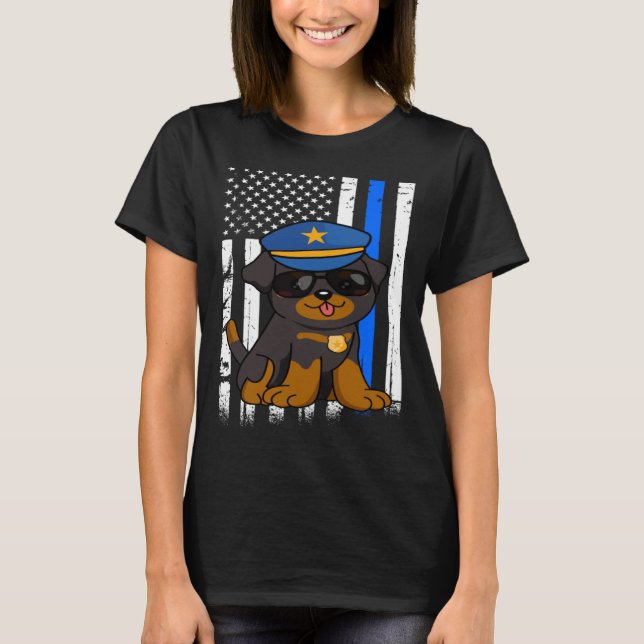 T-shirt Police Rottweiler Dog Back the Blue Law Enforcemen (Devant)