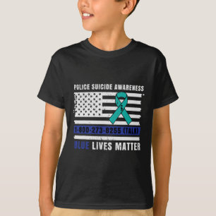T-shirt Police Sensibilisation au suicide Bleu Vit la loi