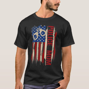 T-shirt Police vintage Maman Américaine Drapeau Américain