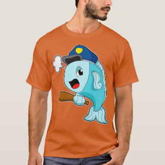 T-shirt Policier de la police des poissons Chapeau de poli