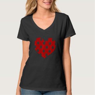 T-shirt Polka Dot Coeur Plaque Couleur Cerisier Rouge