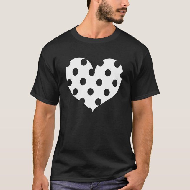 T-shirt Polka Dot Coeur Plaque Couleur solide BLANC (Devant)