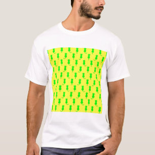 T-shirt Polka Dot Motif Pop Art Cat In Lime and Yellow
