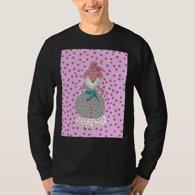 T-shirt Polka Dot Pink Poodle Fun Fluff! (Devant)