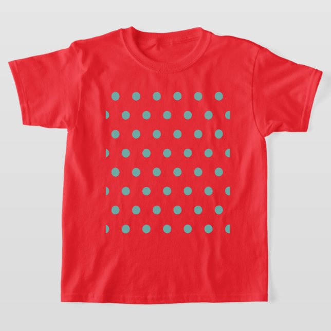 T-shirt Polka Dot pour enfant (Rouge et Aqua) (Poser)