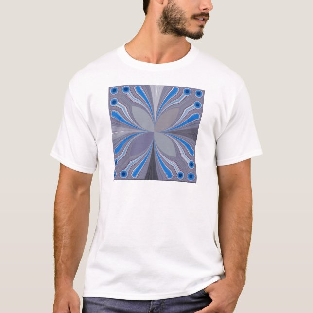 T-shirt Polka gris cendré bleu Pointe Texture Art Imprimer (Devant)