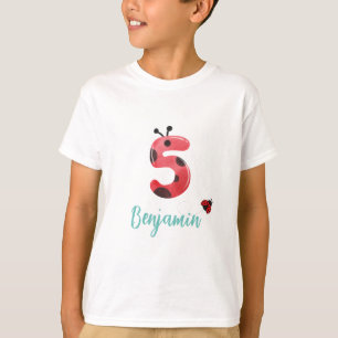 T-shirt Polka rouge mignon point Ladybug 5ème anniversaire