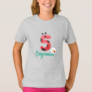 T-shirt Polka rouge mignon point Ladybug 5ème anniversaire