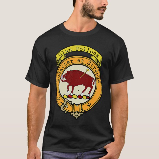 T-shirt Pollock Clan Scottish Crest (Devant)