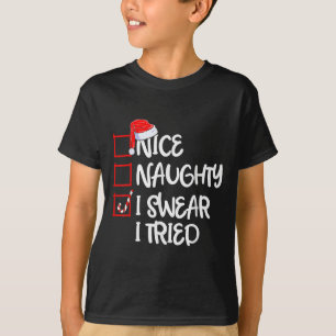 T-shirt Polo de Noël drôle pour famille Nice Naughty J'ai