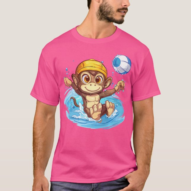 T-shirt Polo d'eau au singe mignon (Devant)