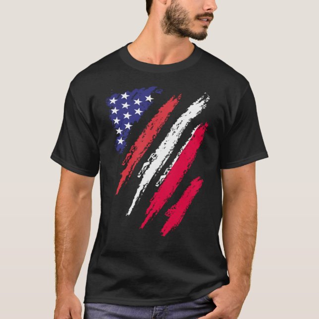 T-shirt Pologne American Grosse Drapeau USA Patriot Herita (Devant)