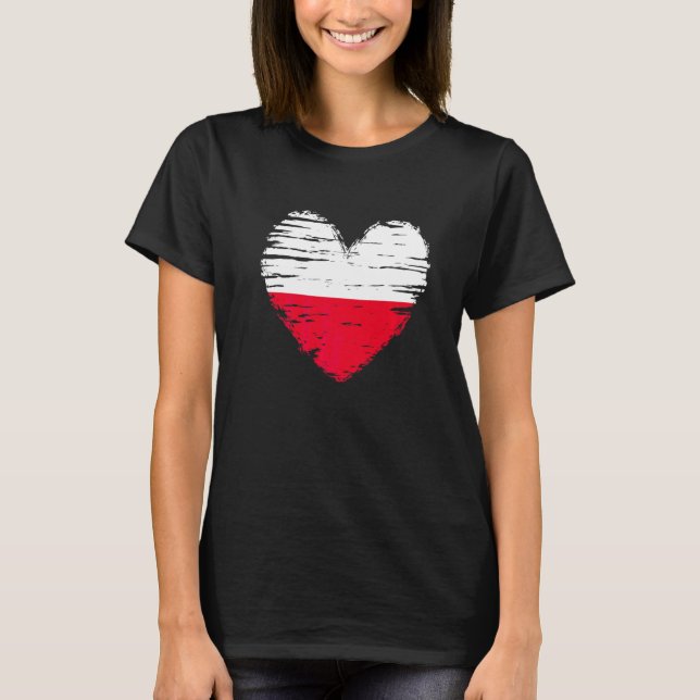 T-shirt Pologne Coeur drapeau polonais Fierté polonaise (Devant)
