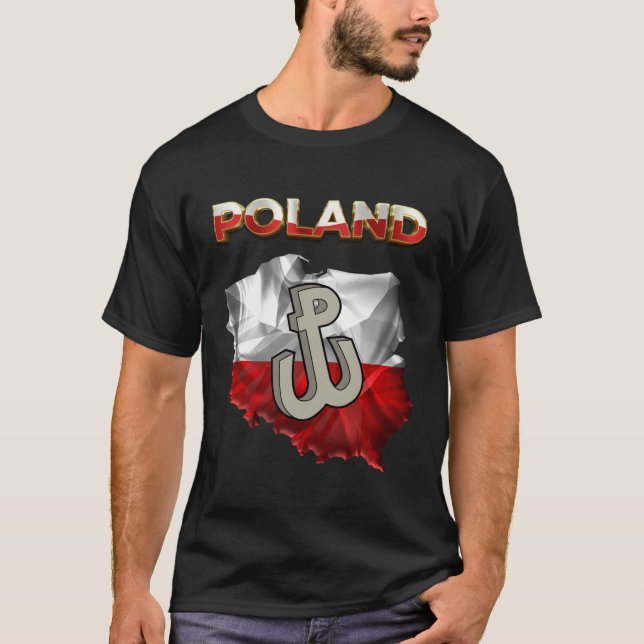T-shirt Pologne Drapeau avec 'Pologne' Texte & Combat Polo (Devant)