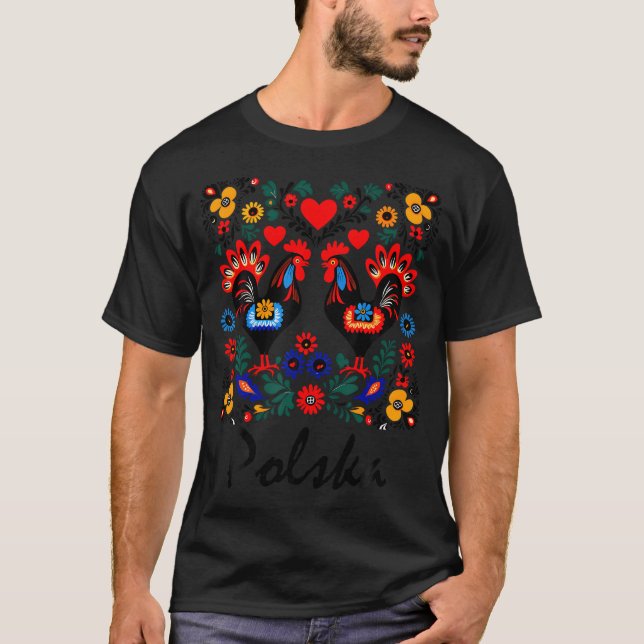 T-shirt Pologne Fleurs d'art populaire polonais Wycinanki  (Devant)