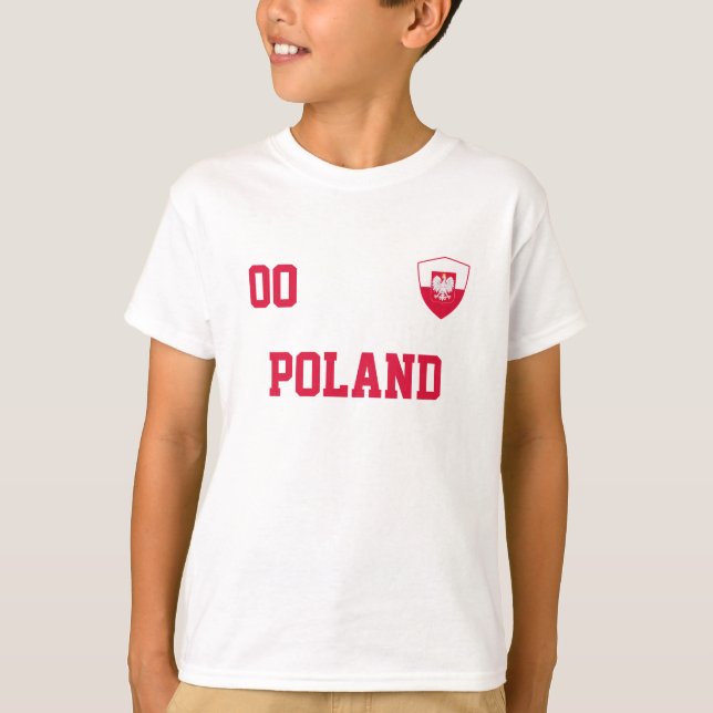 T-shirt Pologne Nom Et Numéro Personnalisés Football (Devant)