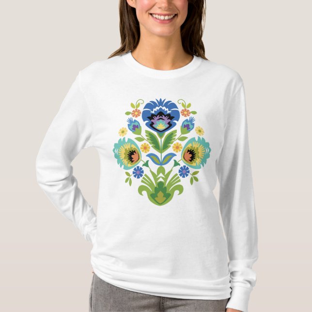 T-shirt polonais Floral bleu & Turquoise Papercut  (Devant)