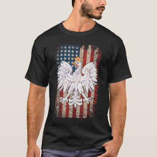 T-shirt Polonaise Aigle American Flag Pride Pologne