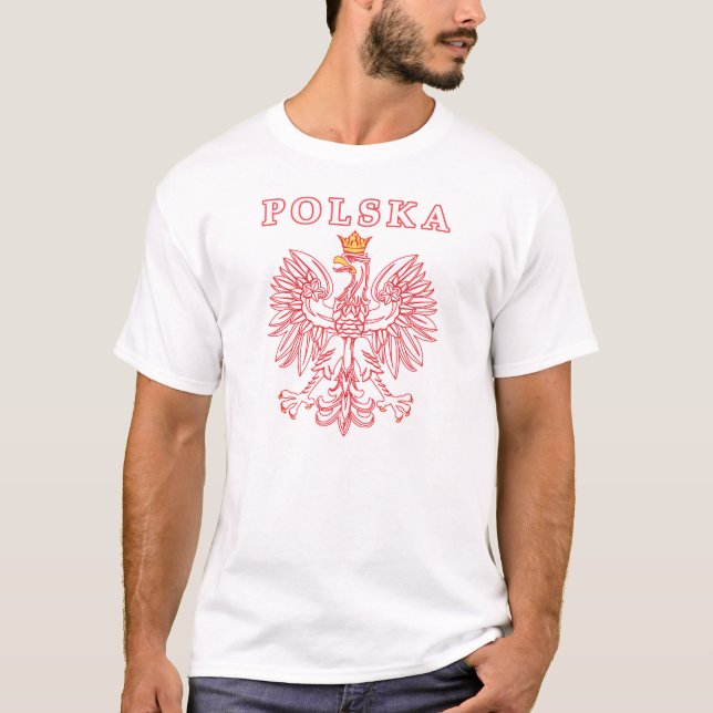 T-shirt Polska avec le polonais Eagle de rouge (Devant)