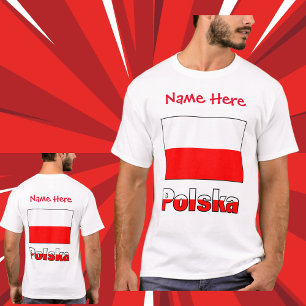 T-shirt Polska et drapeau polonais Personnalisation rouge