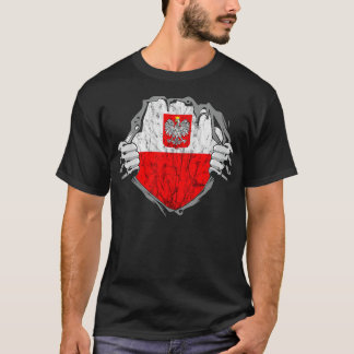 T-shirt Polska Poitrine Pologne Aigle Polonais Drapeau Rac