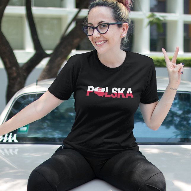 T-shirt Polska Pologne Drapeau Femmes T Chemise (Polska Poland Flag Women T Shirt)