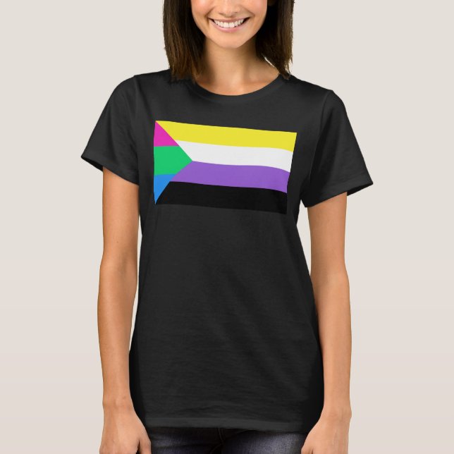 T-shirt Poly couleurs drapeau non binaire LGBT (Devant)