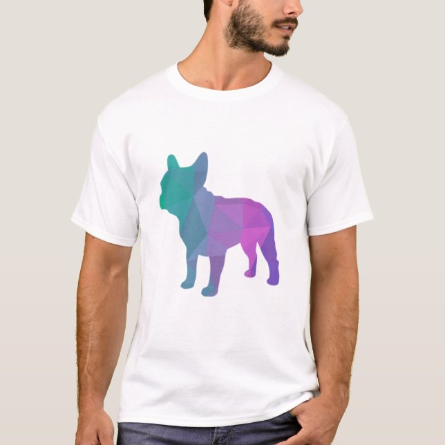 T-shirt Poly graphique géométrique de bouledogue français (Devant)