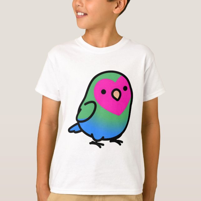 T-shirt Poly Polly Polysexuel LGBT+ Fierté Lovebird (Devant)