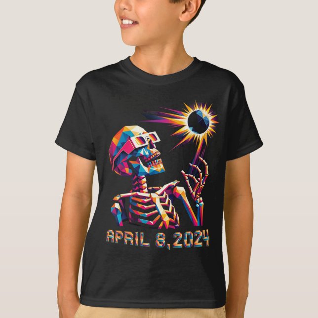 T-shirt Poly Total Eclipse 8 avril 2024 Squelette (Devant)