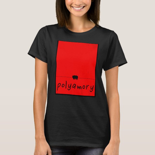 T-shirt Polyamory Couple Crow Bird Black Red Designer (Devant)