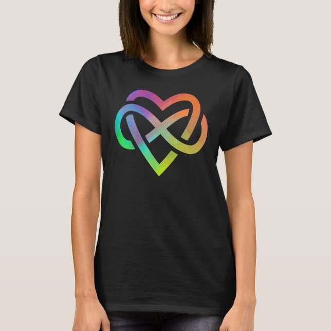 T-shirt Polyamory Infinity Heart Symbol Neverending Love L (Devant)