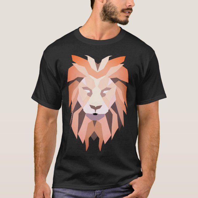 T-shirt polygonale, polygonale, polyglotte, lion (Devant)