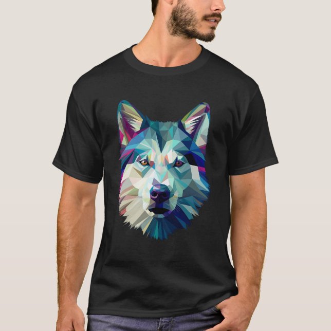 T-shirt Polygone Abstrait géométrique Sibérie Husky Poly A (Devant)