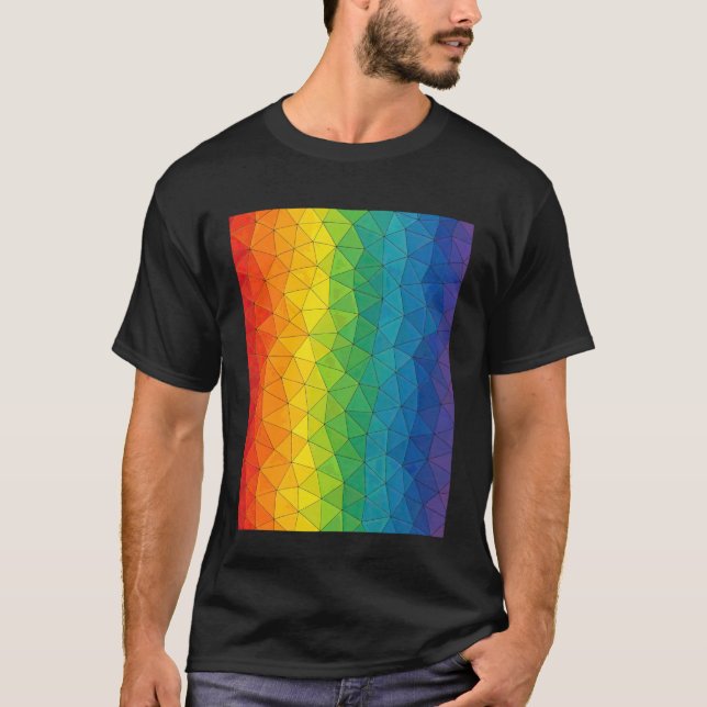 T-shirt Polygone Abstrait Triangle Géométrique Arc-en-ciel (Devant)