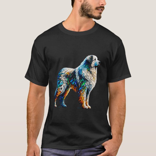 T-shirt Polygone Art Great Pyrenees Pyrénées Chien de Mont (Devant)