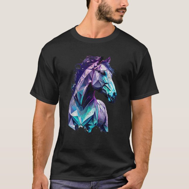T-shirt Polygones de tête de cheval Équitation à cheval (Devant)