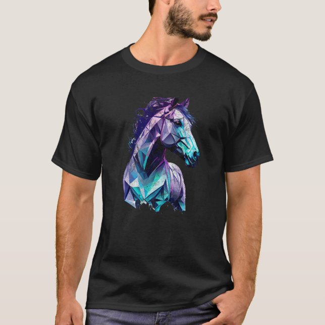 T-shirt Polygones de tête de cheval Équitation à cheval (Devant)