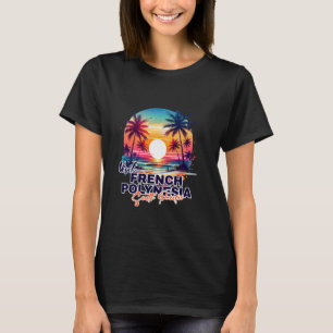 T-shirt Polynésie française Sunset Beach Palm Tree Triage