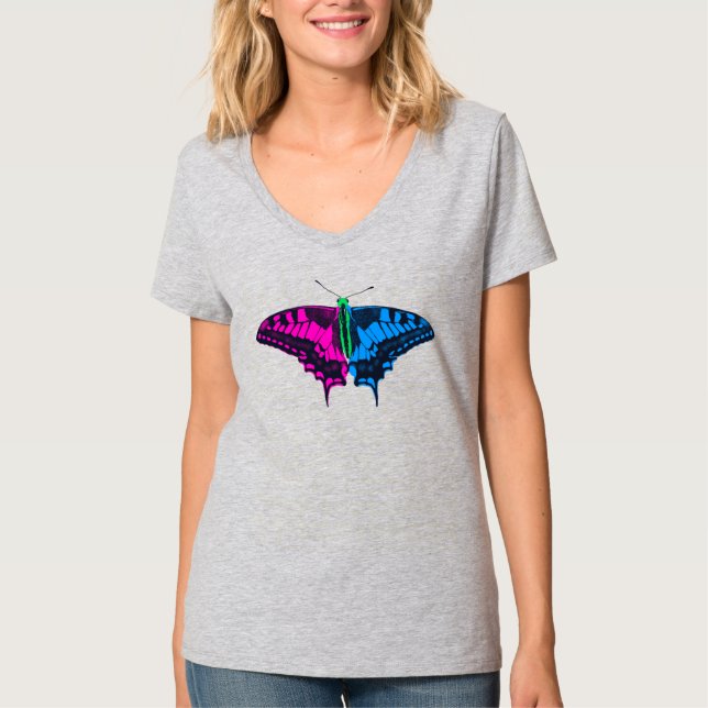 T-shirt Polysexual Pride Flag Swallowtail Butterfly (Devant)