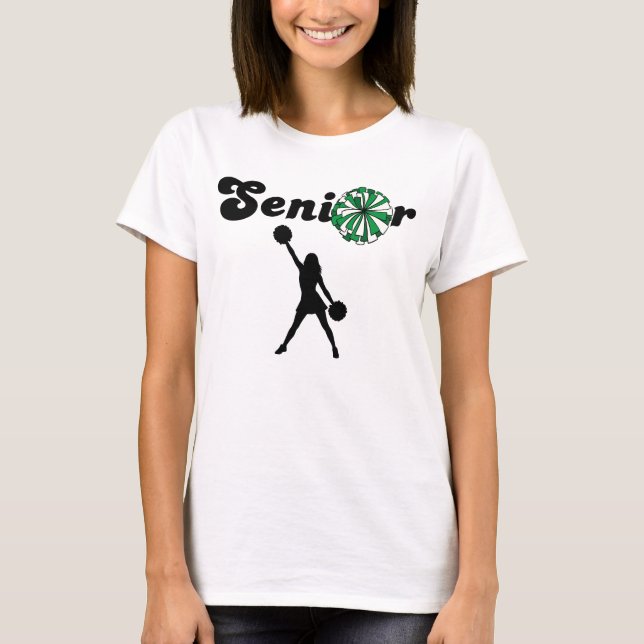 T-shirt Pom-Pom Double Face Senior Cheerleader Vert & Blan (Devant)