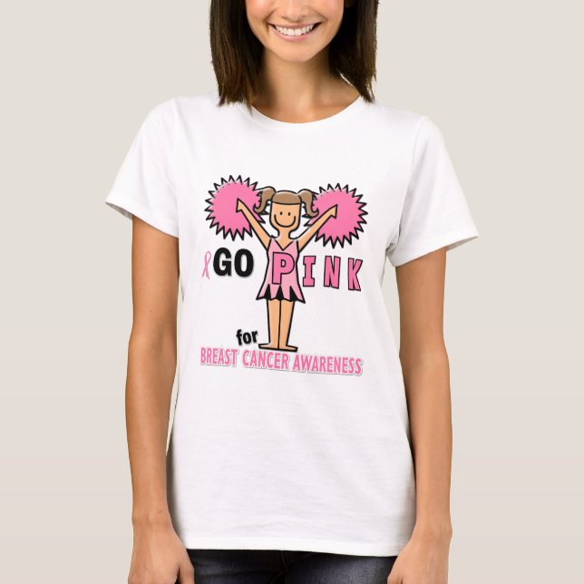 T-shirt Pom-pom girl pour la conscience de cancer du sein (Devant)