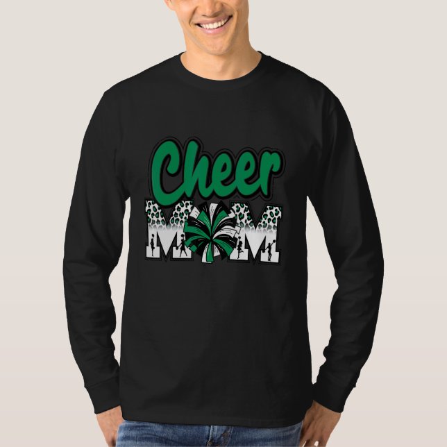 T-shirt Pom-Pom Maman Vert Noir Blanc Léopard Lettres Chee (Devant)