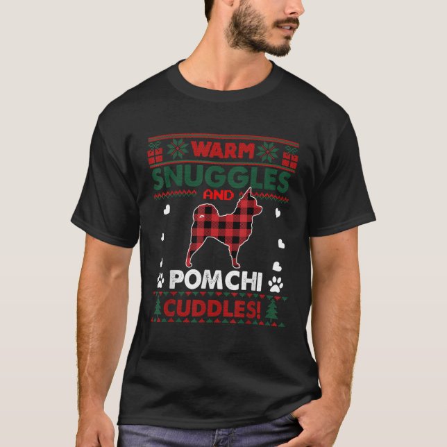 T-shirt Pomchi Dog Owners Gifts Dog Pajama Ugly Christmas  (Devant)