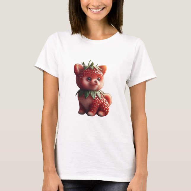 T-shirt Pomeranian aux fraises (Devant)