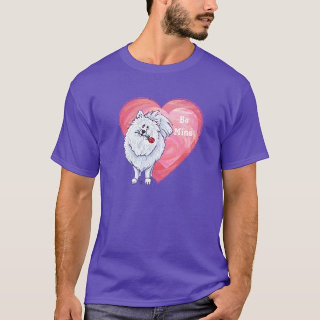 T-shirt Pomeranian blanc Saint-Valentin (Devant)