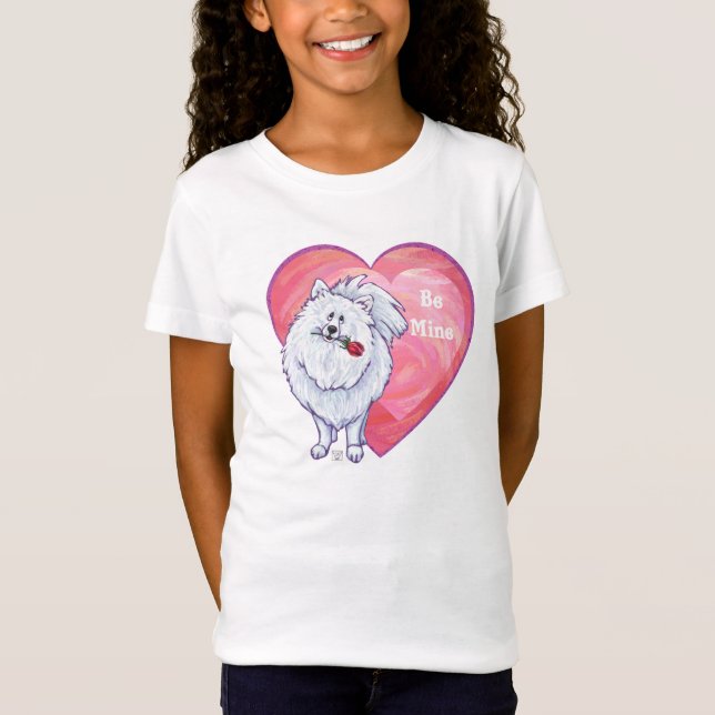 T-Shirt Pomeranian blanc Saint-Valentin (Devant)