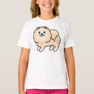 T-shirt Pomeranian crème mignon chien de dessin animé